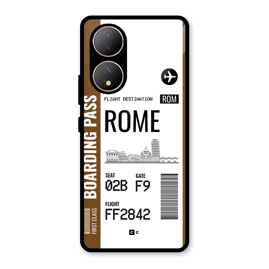 Rome Boarding Pass Glass Back Case for Vivo Y100A