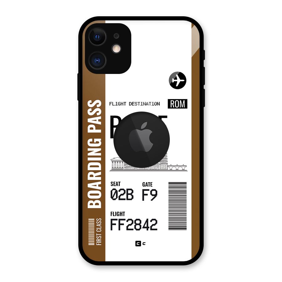 Rome Boarding Pass Glass Back Case for iPhone 11 Logo Cut