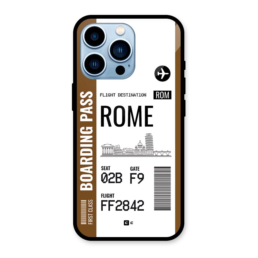 Rome Boarding Pass Glass Back Case for iPhone 13 Pro