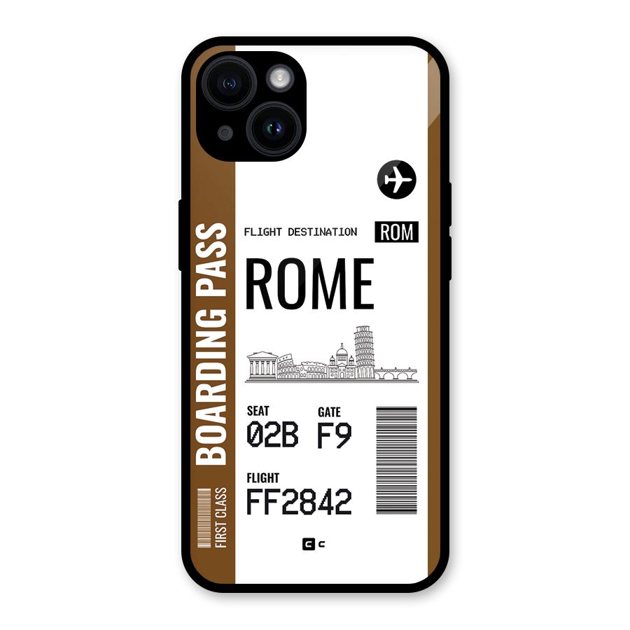 Rome Boarding Pass Glass Back Case for iPhone 14