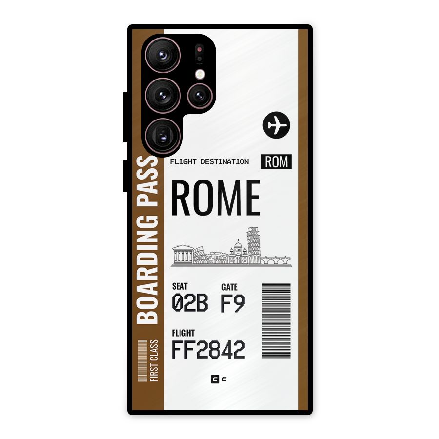 Rome Boarding Pass Metal Back Case for Galaxy S22 Ultra 5G