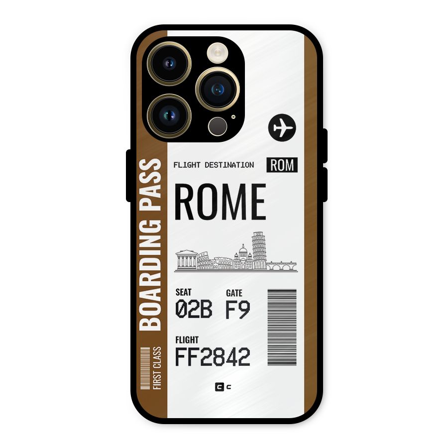 Rome Boarding Pass Metal Back Case for iPhone 14 Pro