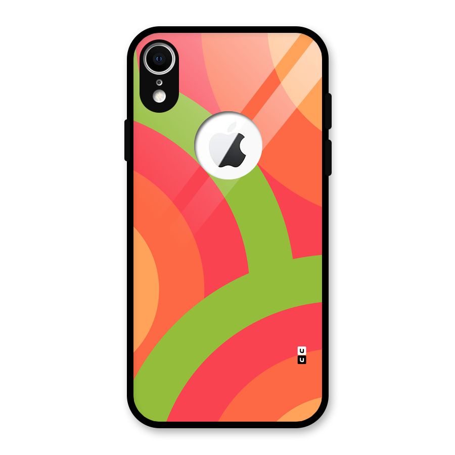 Rounded Shapes Glass Back Case for iPhone XR Logo Cut