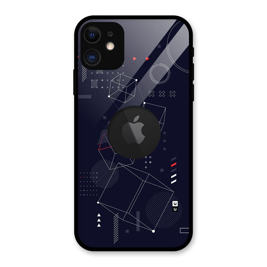 Royal Abstract Shapes Glass Back Case for iPhone 11 Logo Cut