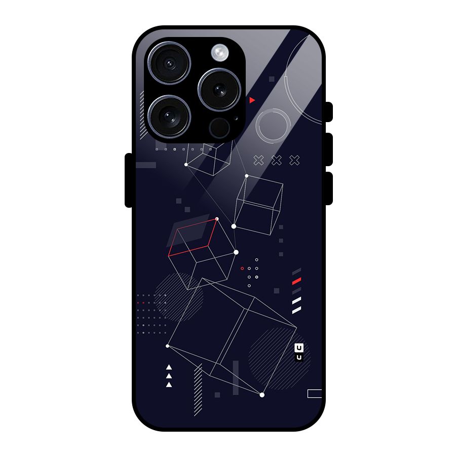 Royal Abstract Shapes Glass Back Case for iPhone 15 Pro