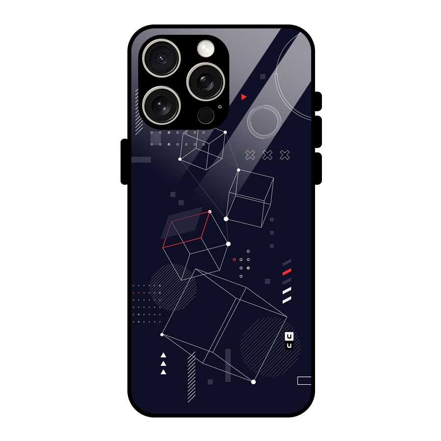 Royal Abstract Shapes Glass Back Case for iPhone 15 Pro Max