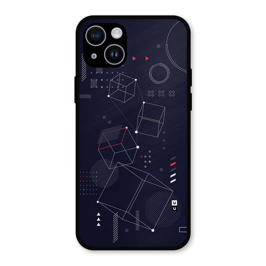 Royal Abstract Shapes Metal Back Case for iPhone 14