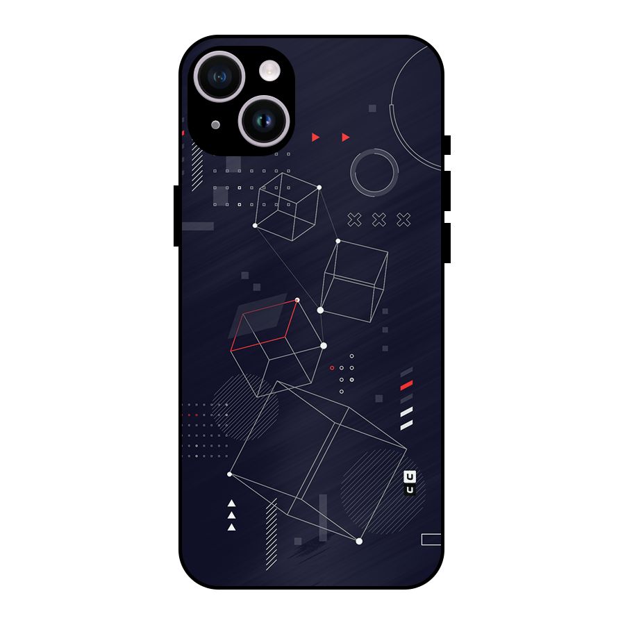 Royal Abstract Shapes Metal Back Case for iPhone 14 Plus