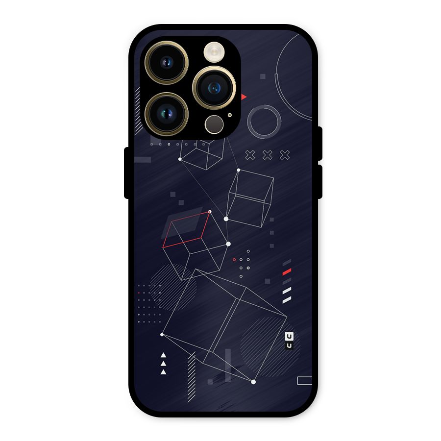 Royal Abstract Shapes Metal Back Case for iPhone 14 Pro