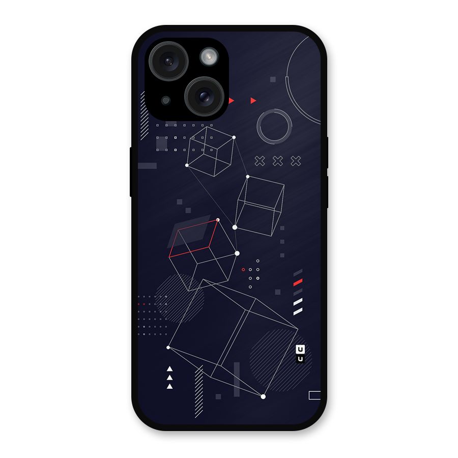 Royal Abstract Shapes Metal Back Case for iPhone 15