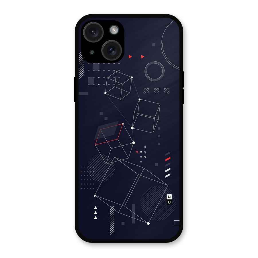 Royal Abstract Shapes Metal Back Case for iPhone 15 Plus