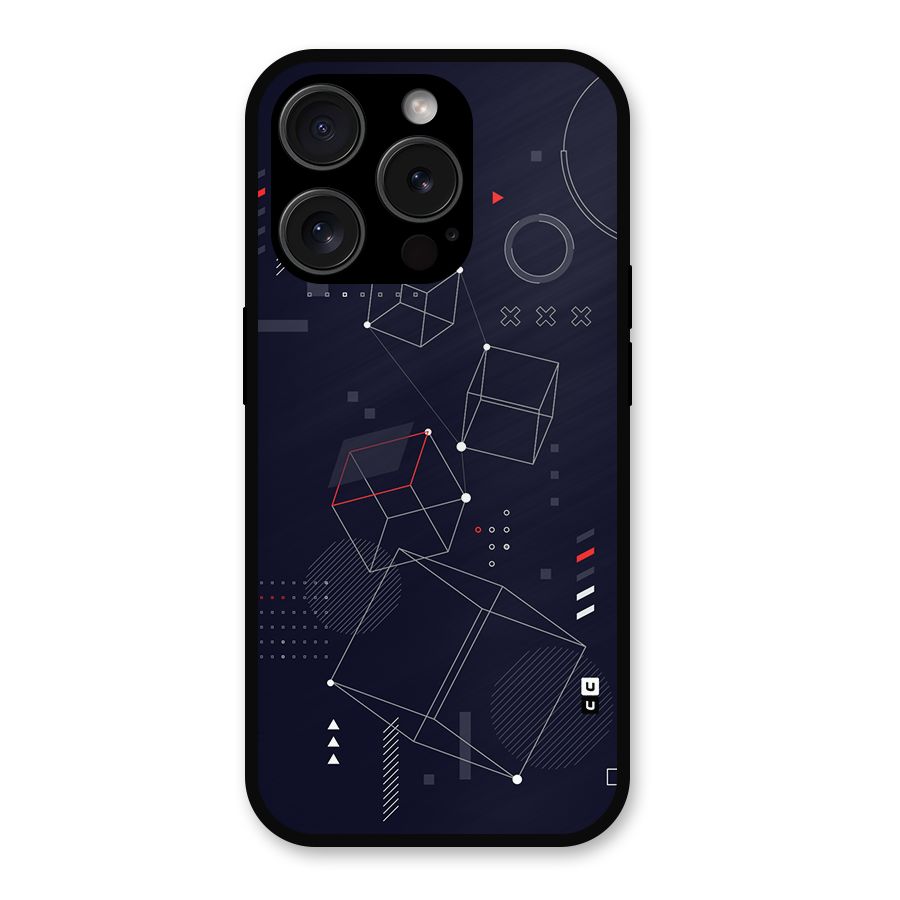 Royal Abstract Shapes Metal Back Case for iPhone 15 Pro