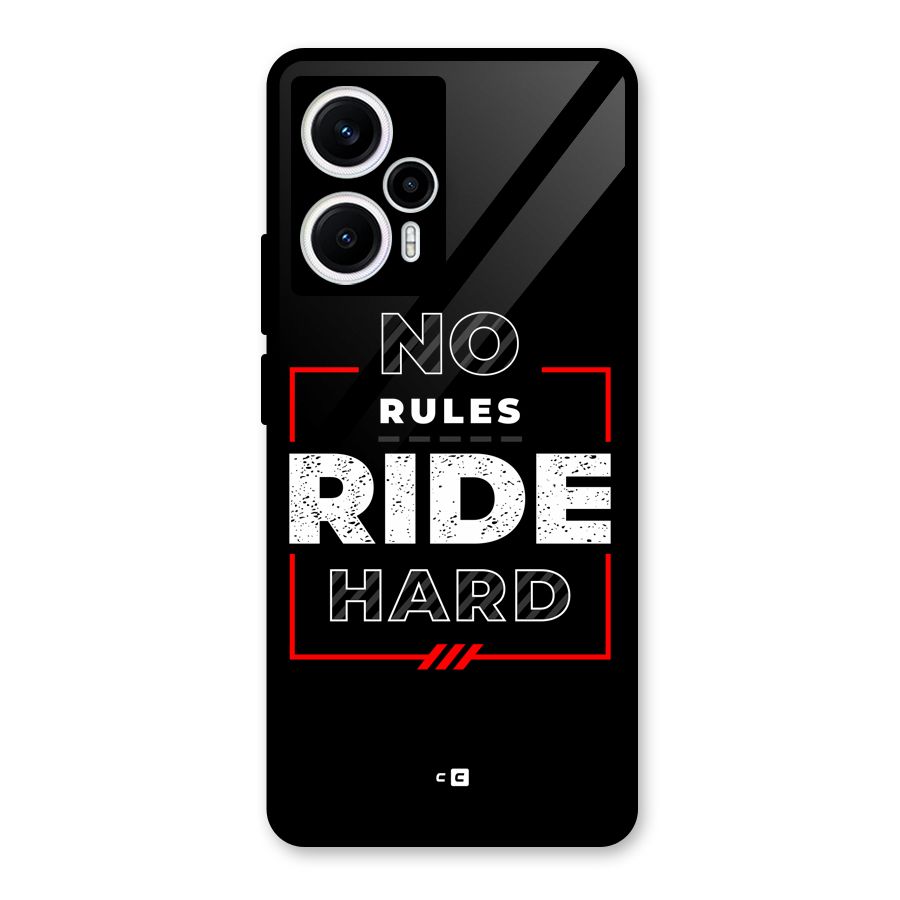 Rules Ride Hard Glass Back Case for Poco F5