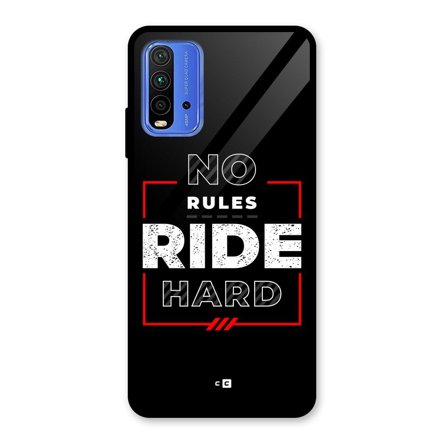 Rules Ride Hard Glass Back Case for Redmi 9 Power