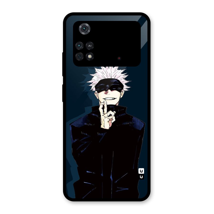 Satoru Gojo Glass Back Case for Poco M4 Pro 4G