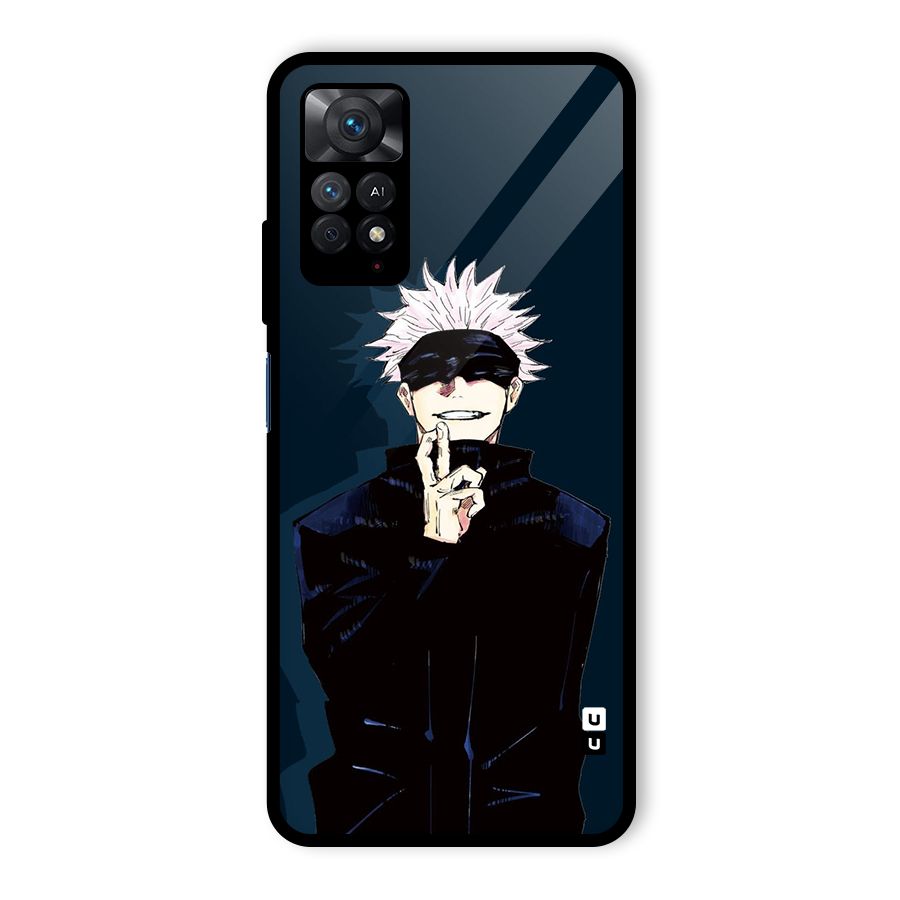 Satoru Gojo Glass Back Case for Redmi Note 11 Pro