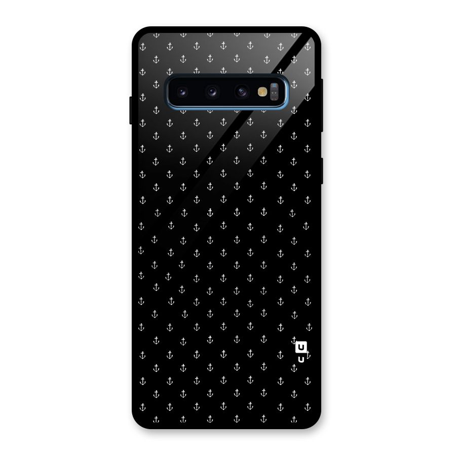 Seamless Small Anchors Pattern Glass Back Case for Galaxy S10
