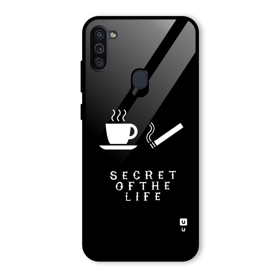 Secrate of Life Glass Back Case for Galaxy M11