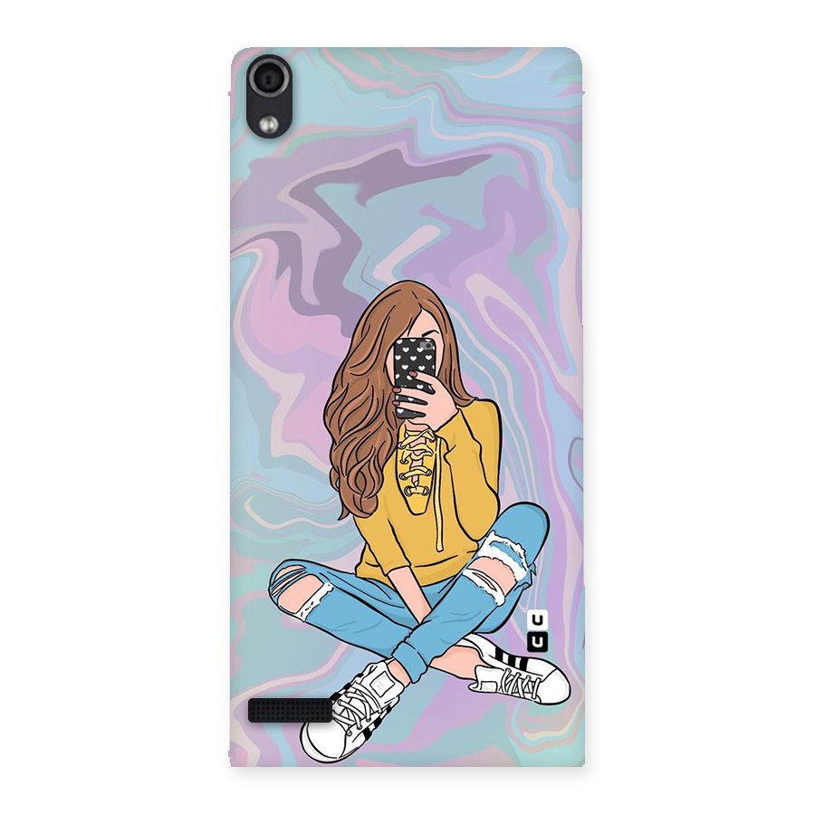 Selfie Girl Illustration Back Case for Ascend P6
