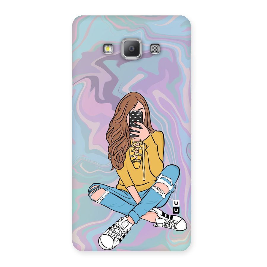Selfie Girl Illustration Back Case for Galaxy A7
