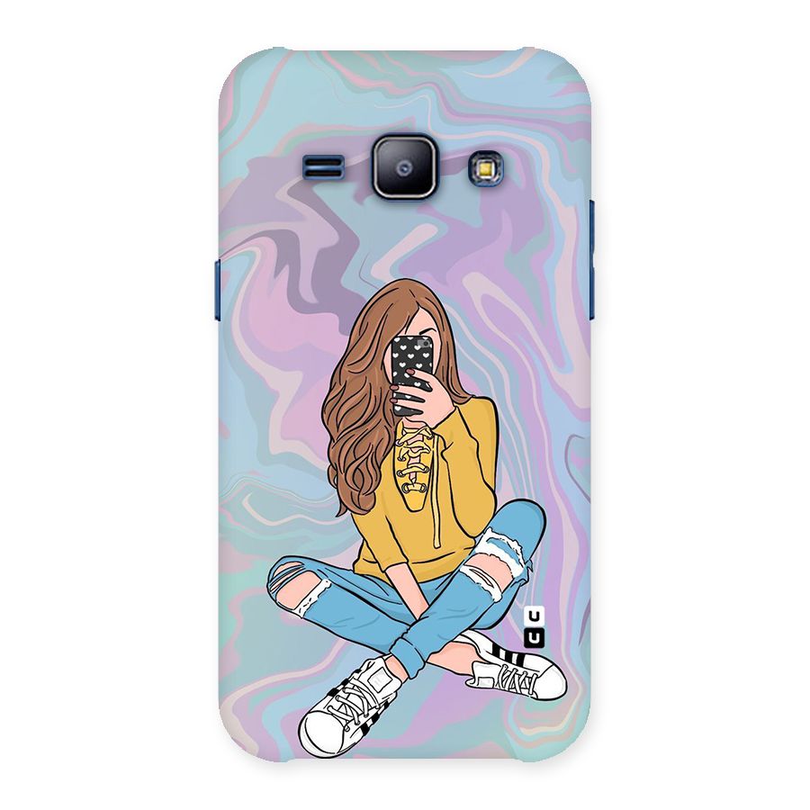 Selfie Girl Illustration Back Case for Galaxy J1