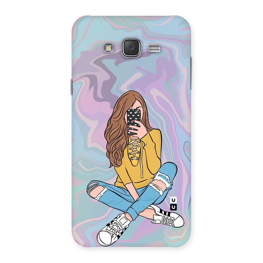 Selfie Girl Illustration Back Case for Galaxy J7