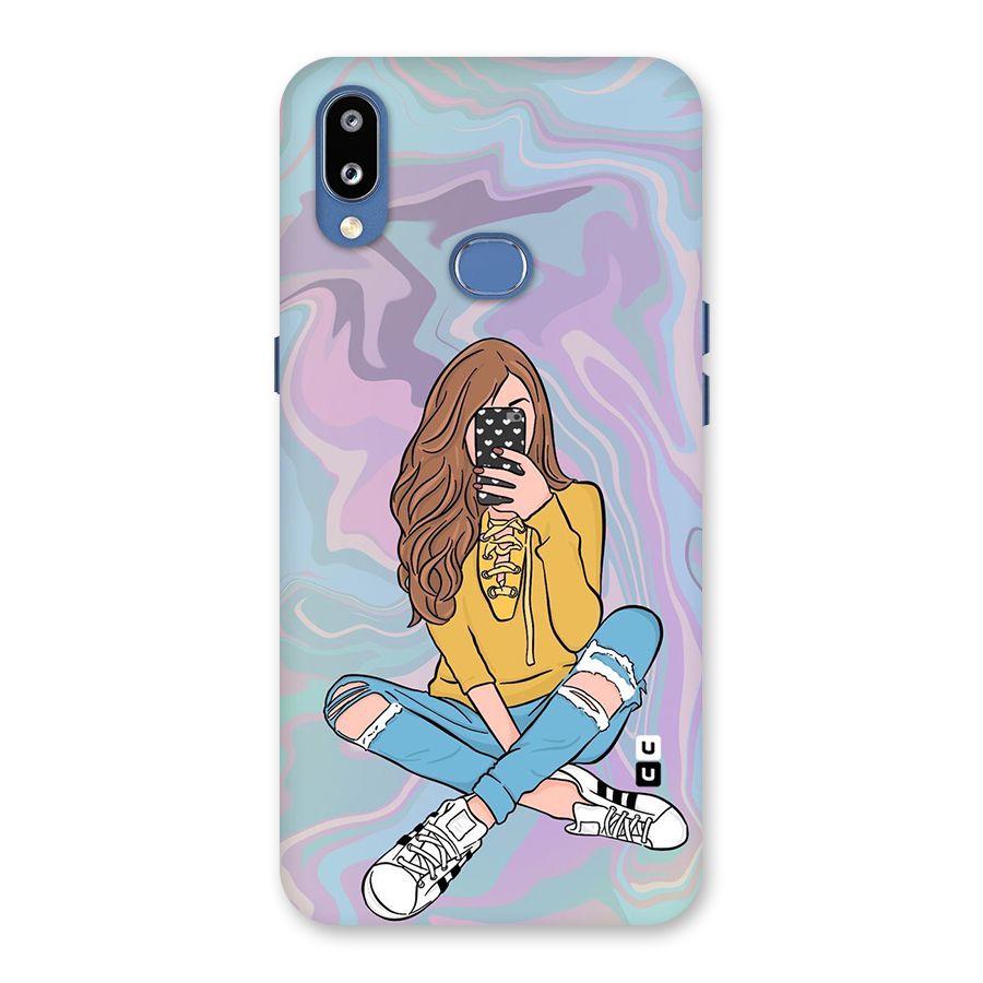 Selfie Girl Illustration Back Case for Galaxy M01s