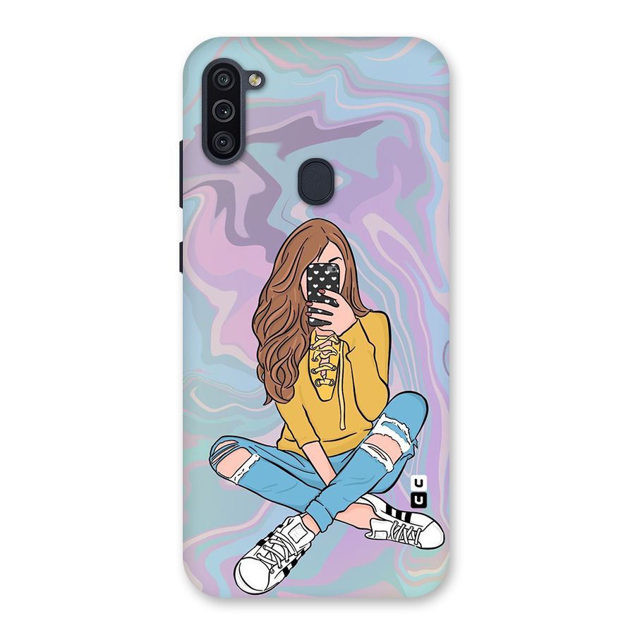 Selfie Girl Illustration Back Case for Galaxy M11