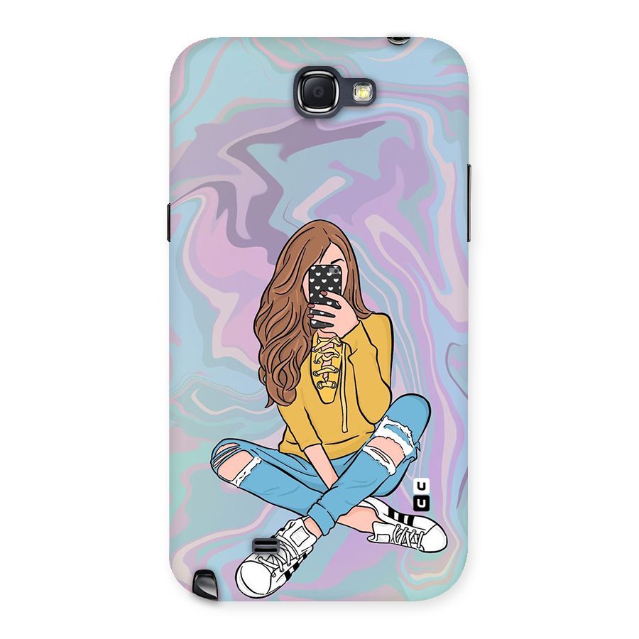 Selfie Girl Illustration Back Case for Galaxy Note 2