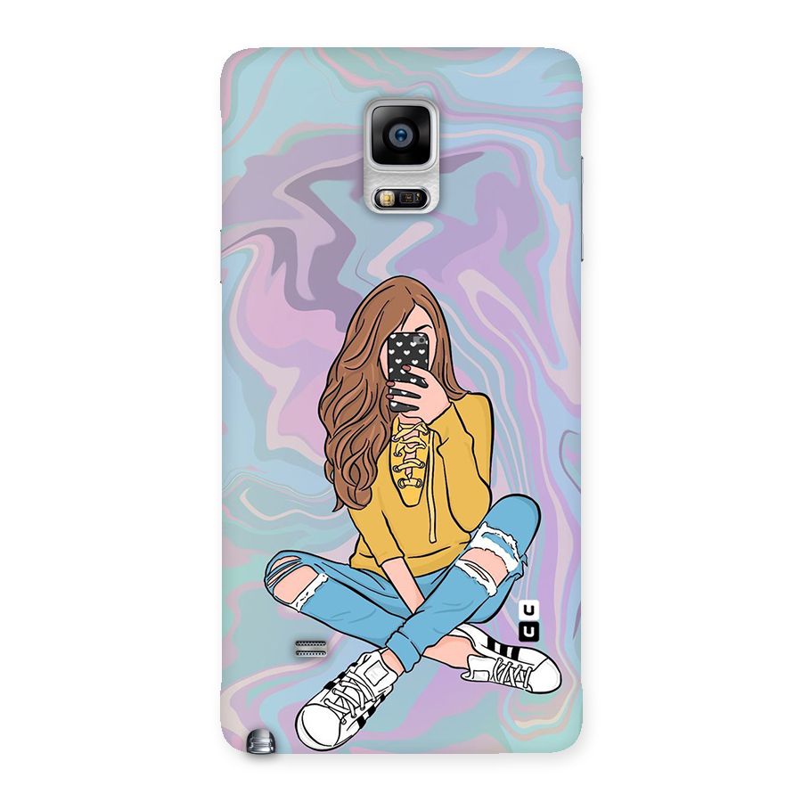 Selfie Girl Illustration Back Case for Galaxy Note 4