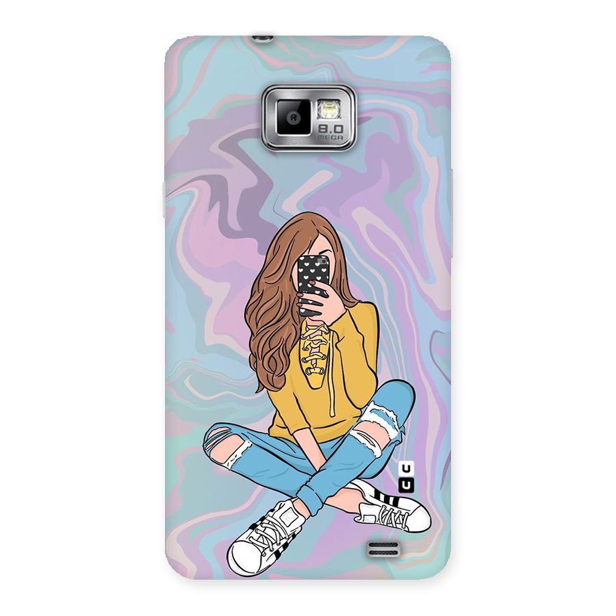 Selfie Girl Illustration Back Case for Galaxy S2