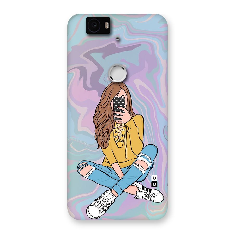 Selfie Girl Illustration Back Case for Google Nexus-6P