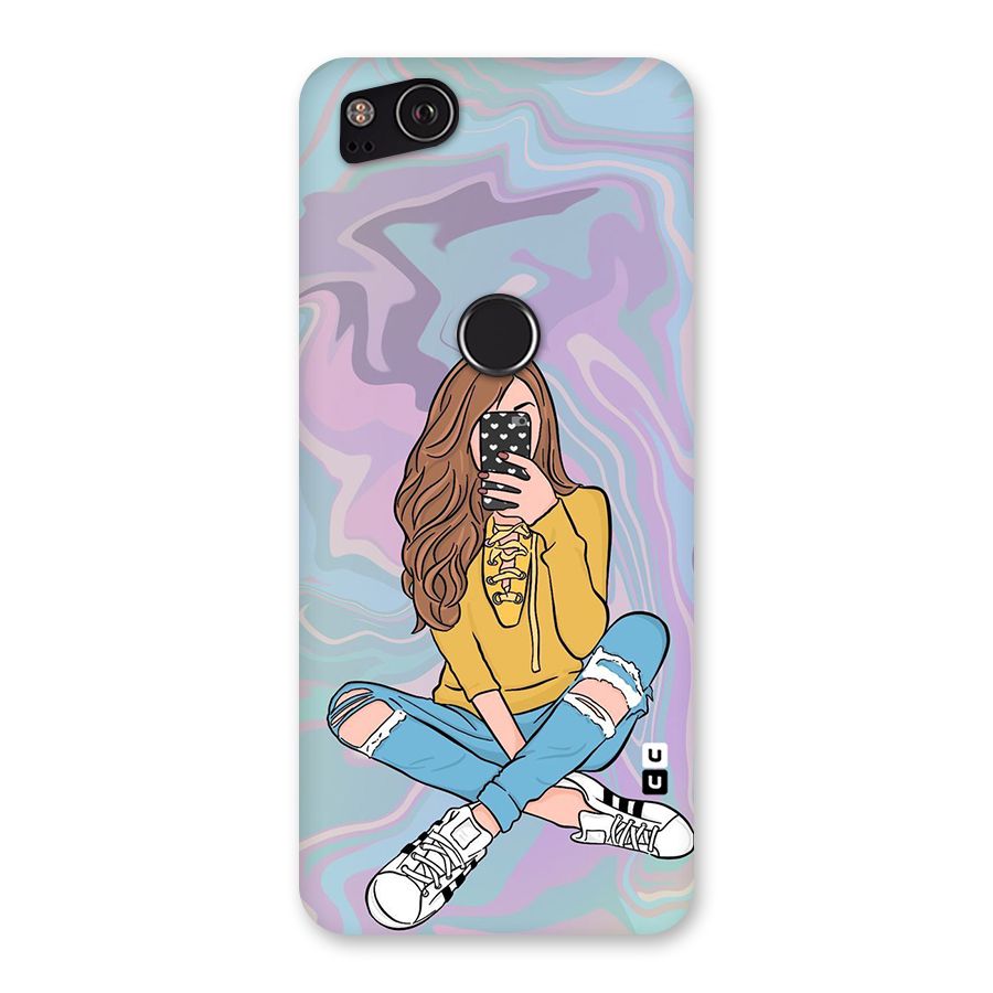 Selfie Girl Illustration Back Case for Google Pixel 2