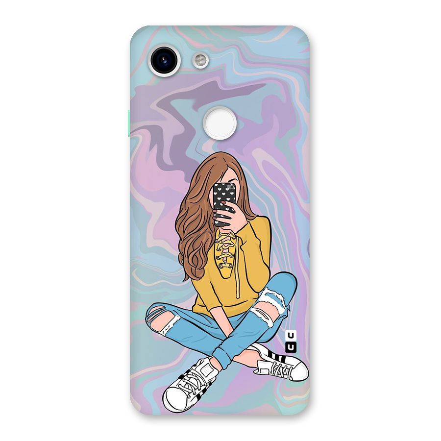Selfie Girl Illustration Back Case for Google Pixel 3