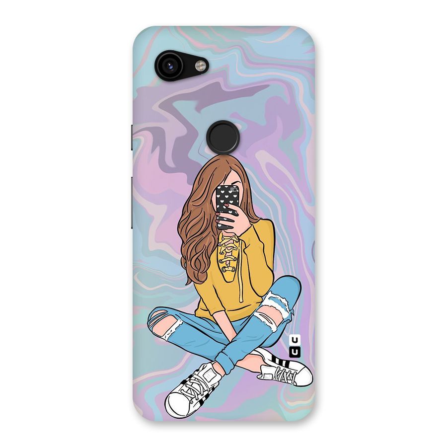 Selfie Girl Illustration Back Case for Google Pixel 3a