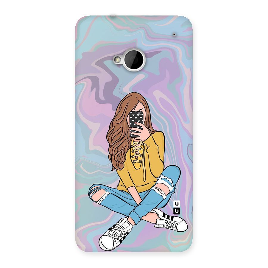 Selfie Girl Illustration Back Case for HTC One M7