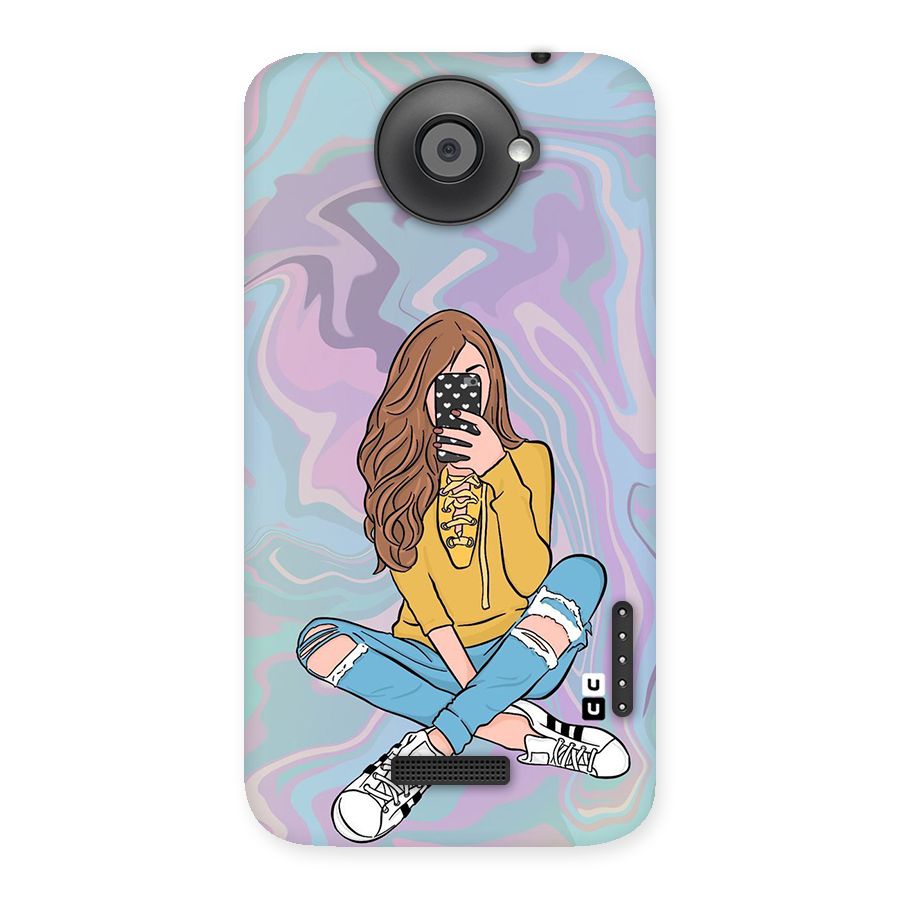 Selfie Girl Illustration Back Case for HTC One X