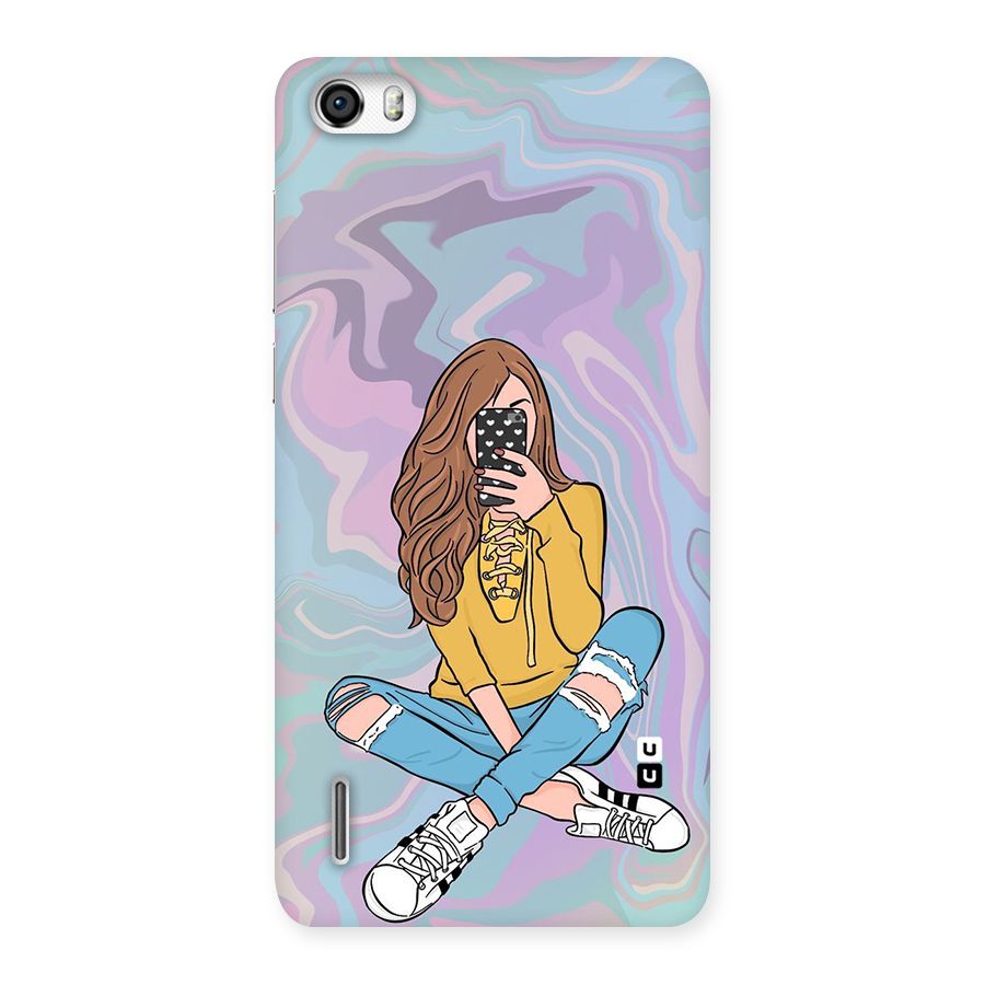 Selfie Girl Illustration Back Case for Honor 6