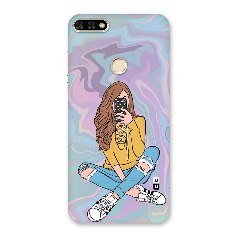 Selfie Girl Illustration Back Case for Honor 7A