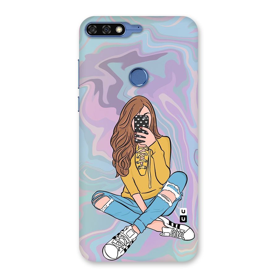 Selfie Girl Illustration Back Case for Honor 7C