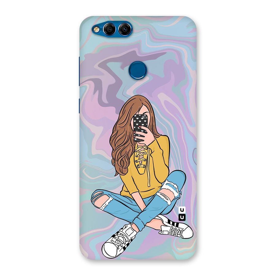 Selfie Girl Illustration Back Case for Honor 7X