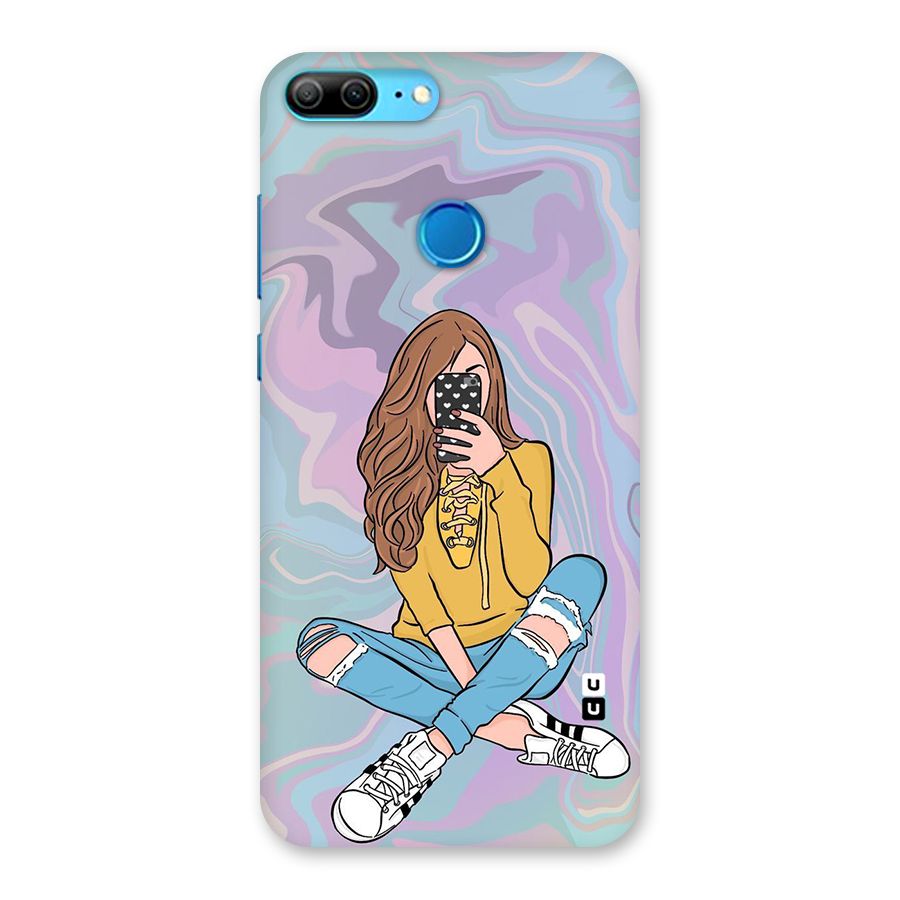 Selfie Girl Illustration Back Case for Honor 9 Lite