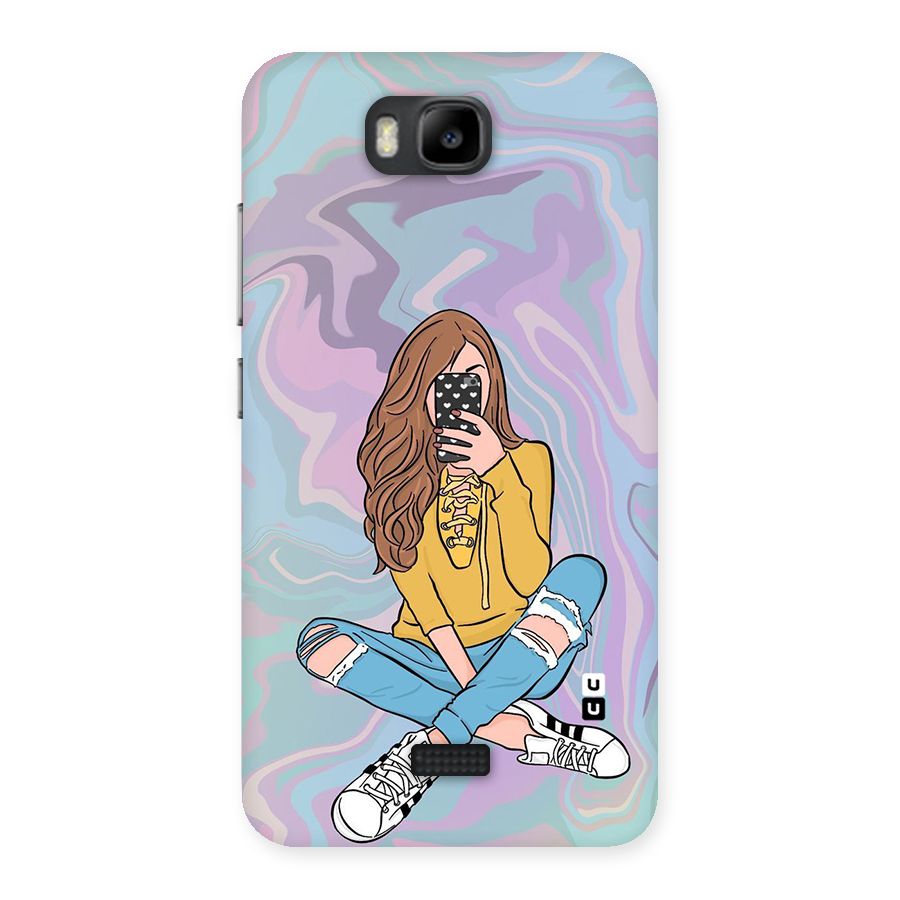 Selfie Girl Illustration Back Case for Honor Bee