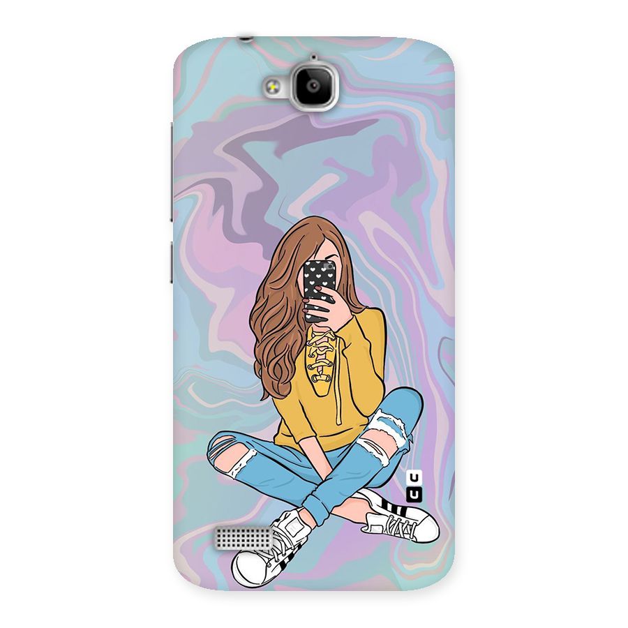 Selfie Girl Illustration Back Case for Honor Holly