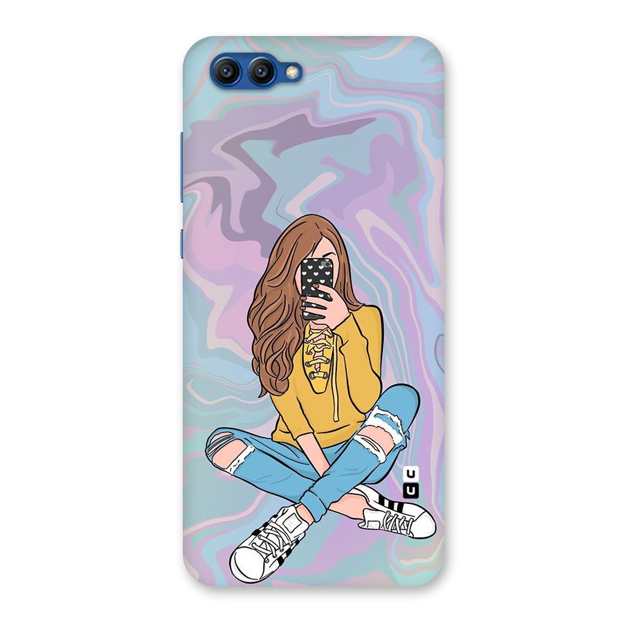 Selfie Girl Illustration Back Case for Honor View 10