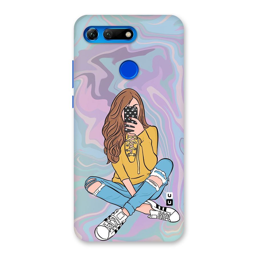 Selfie Girl Illustration Back Case for Honor View 20