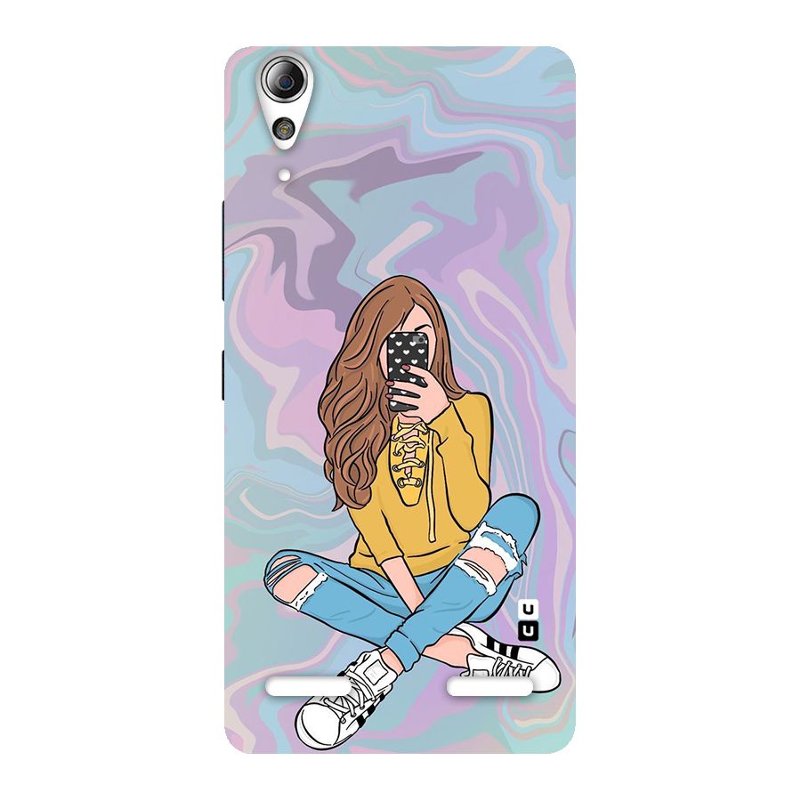 Selfie Girl Illustration Back Case for Lenovo A6000
