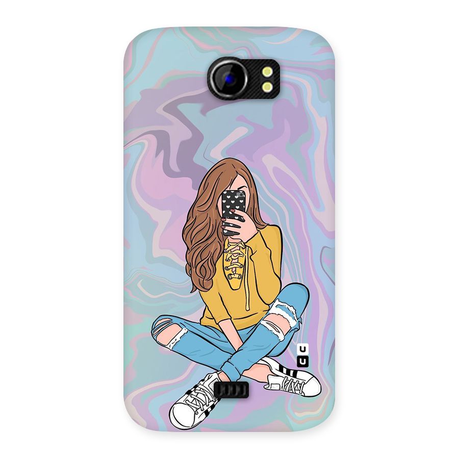 Selfie Girl Illustration Back Case for Micromax Canvas 2 A110