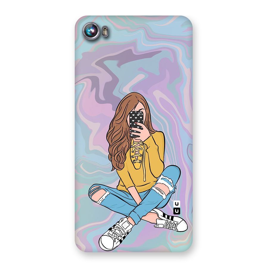 Selfie Girl Illustration Back Case for Micromax Canvas Fire 4 A107