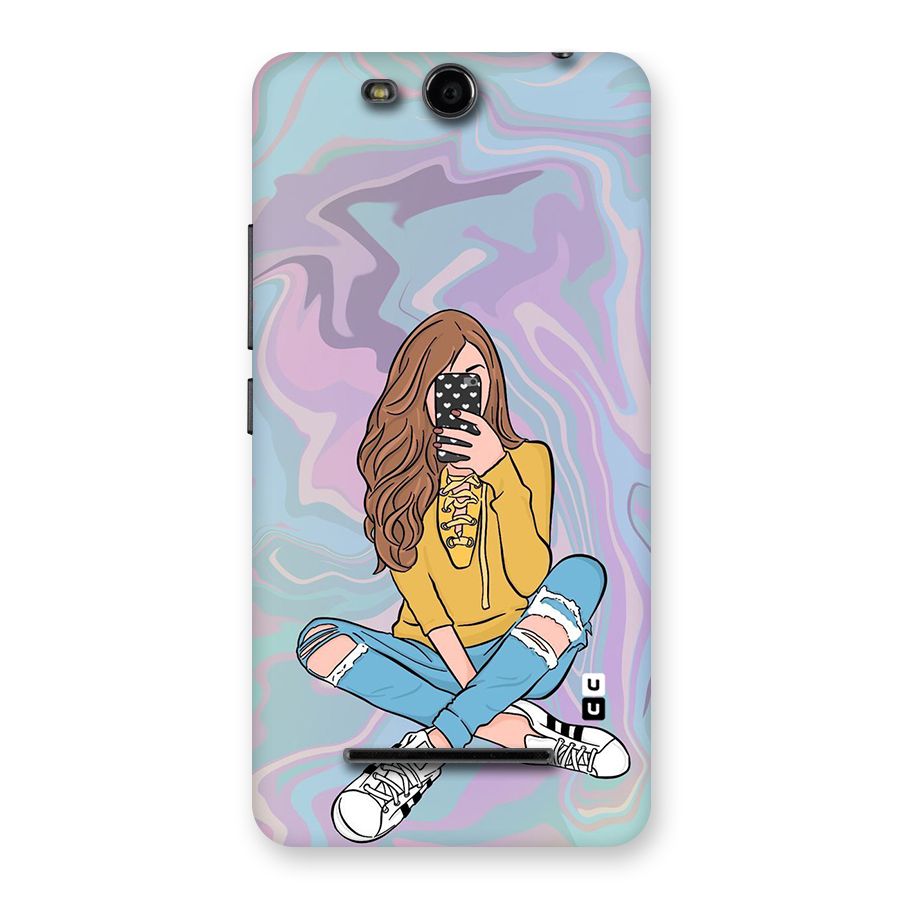 Selfie Girl Illustration Back Case for Micromax Canvas Juice 3 Q392